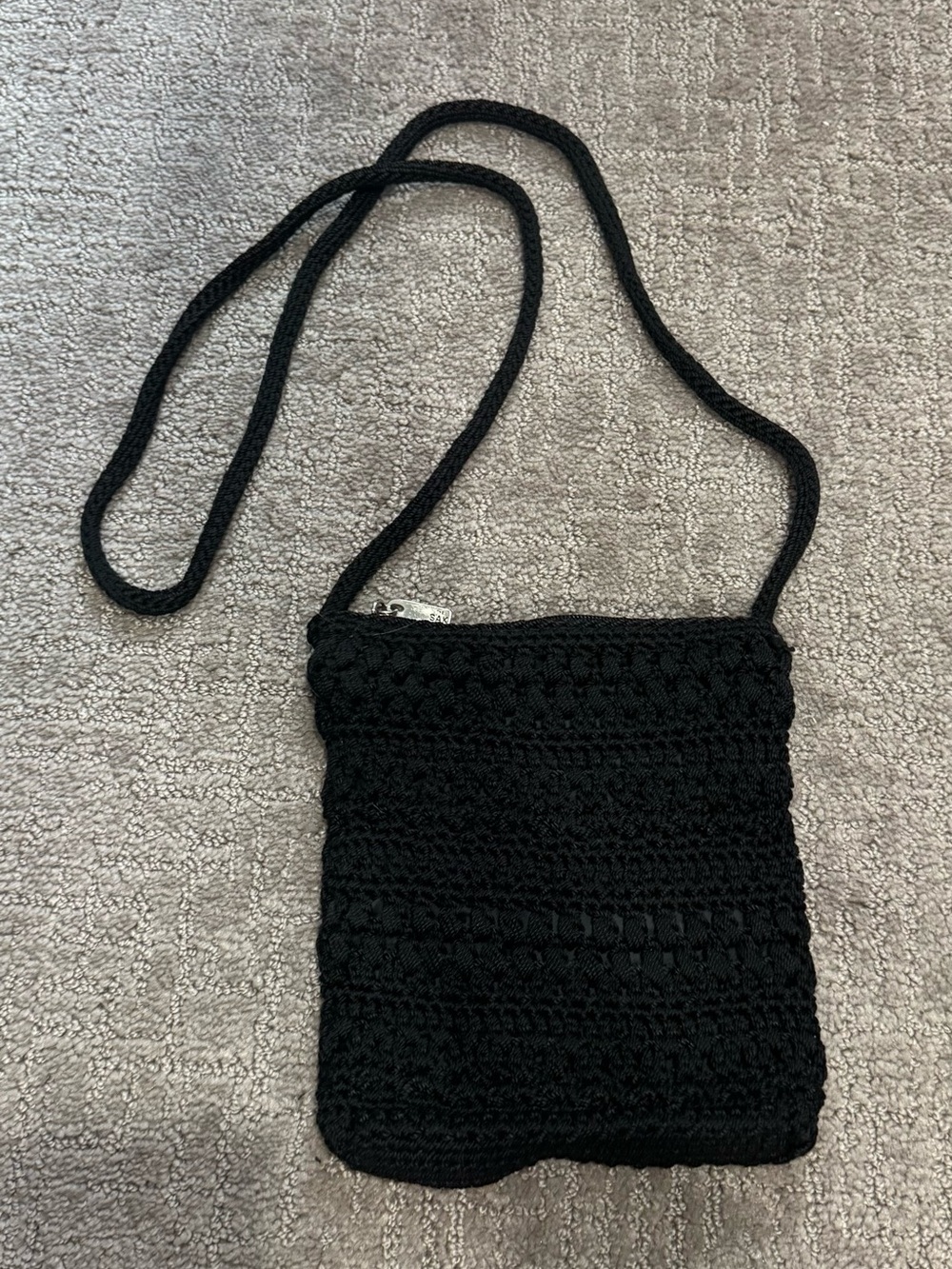 The Sak Black Crocheted Crossbody Shoulder Bag